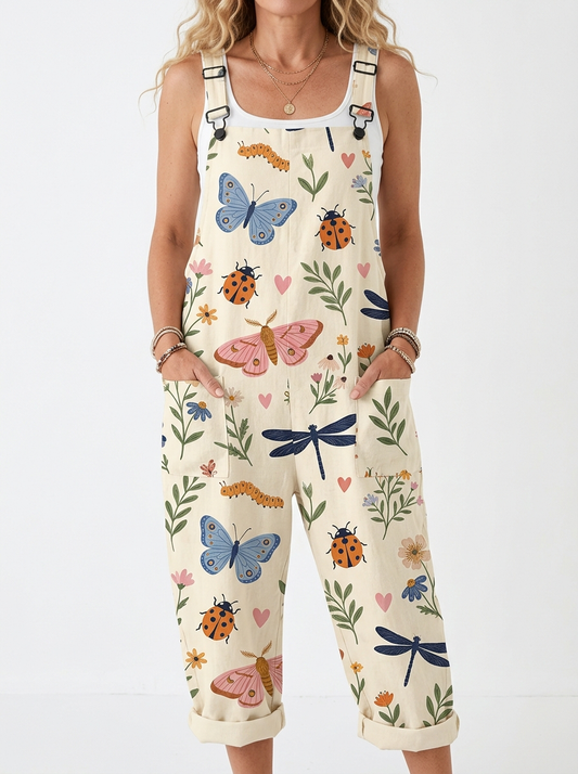 Comfortable Printed Overalls
