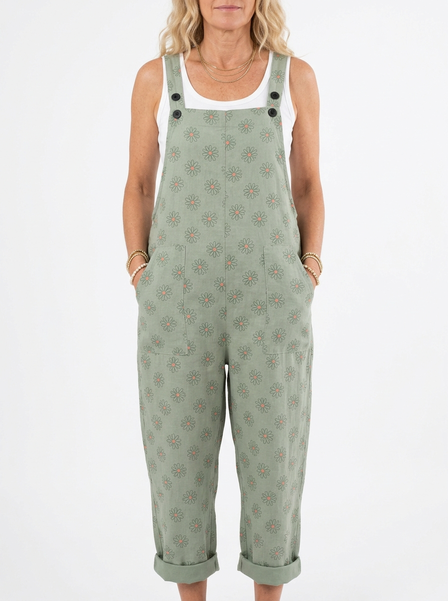 Comfortable Printed Overalls