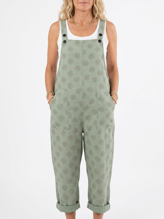 Comfortable Printed Overalls