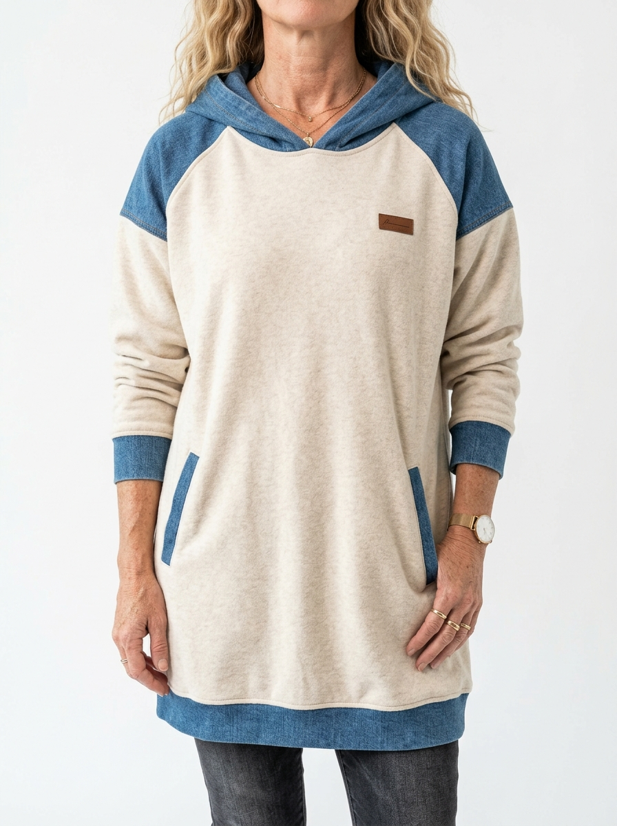 Alexa | Cozy Contrast Hooded Dress