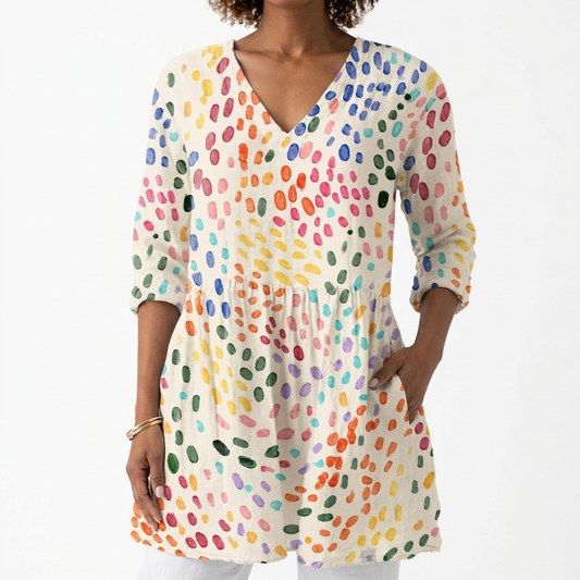 Pauline | Long Blouse with V-Neck
