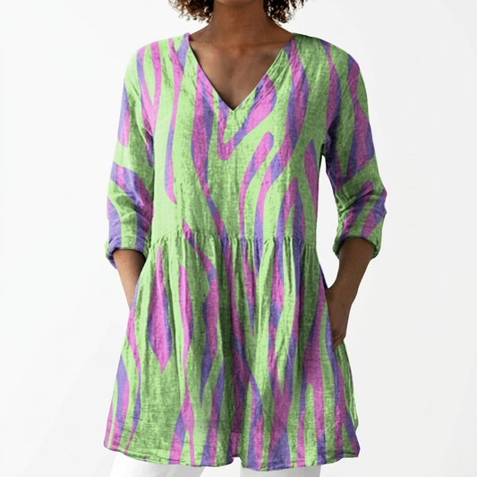 Oceane | Long Blouse with V-Neck