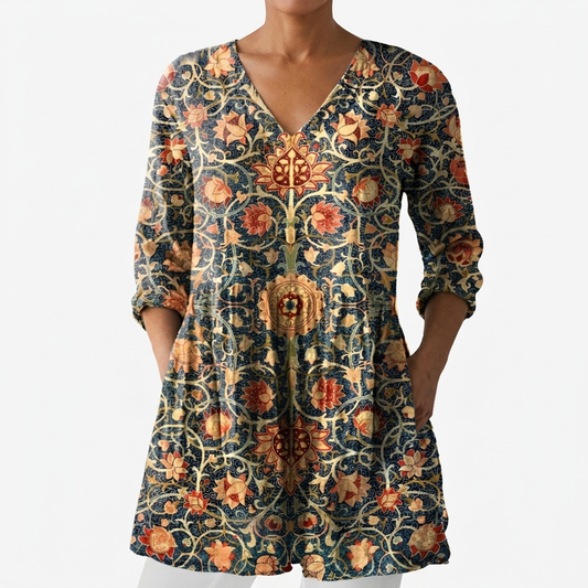 Celine | Long Blouse with V-Neck