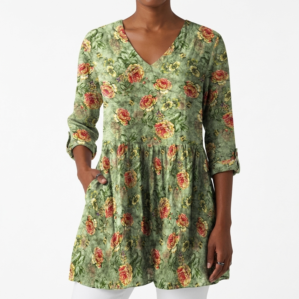 Sara | Long Blouse with V-Neck