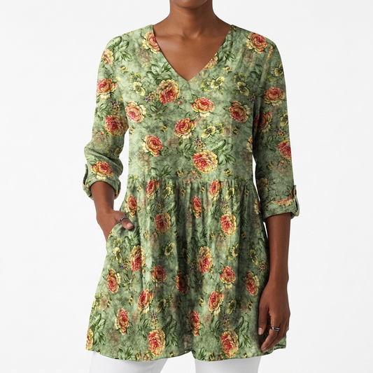 Sara | Long Blouse with V-Neck
