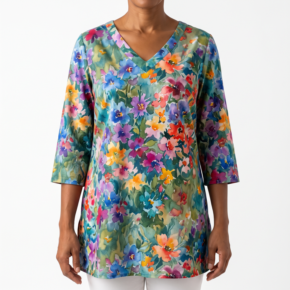 Maelle | Long Blouse with V-Neck