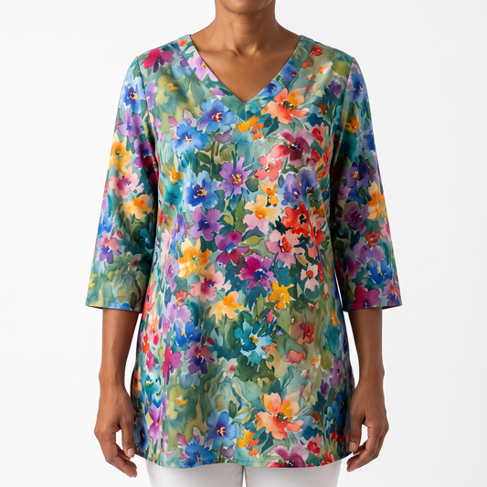 Maelle | Long Blouse with V-Neck