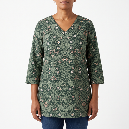 Julie | Long Blouse with V-Neck
