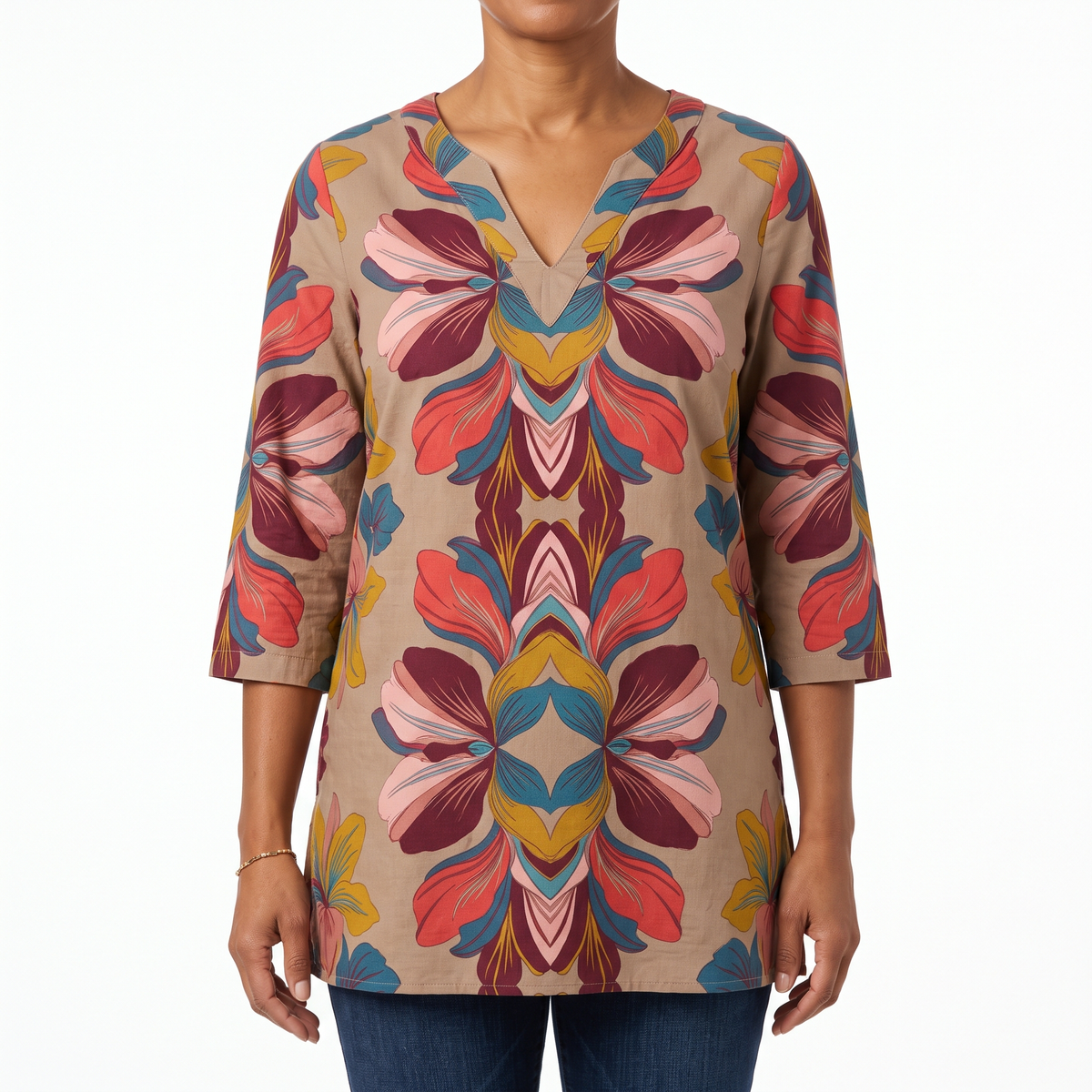 Sarah | Long Blouse with V-Neck