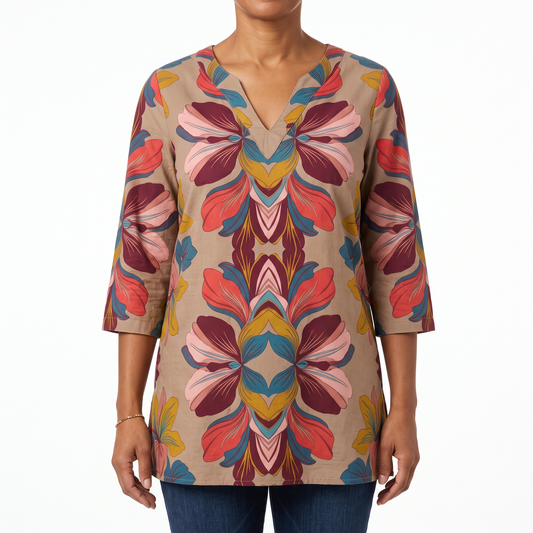 Sarah | Long Blouse with V-Neck