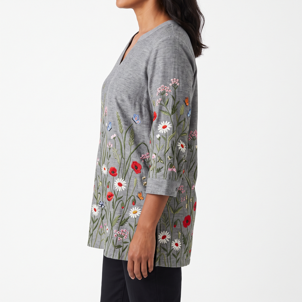 Amelie | Long Blouse with V-Neck