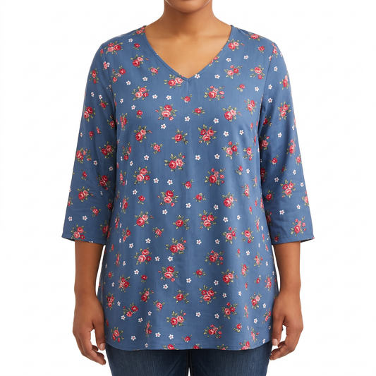 Melanie | Long Blouse with V-Neck