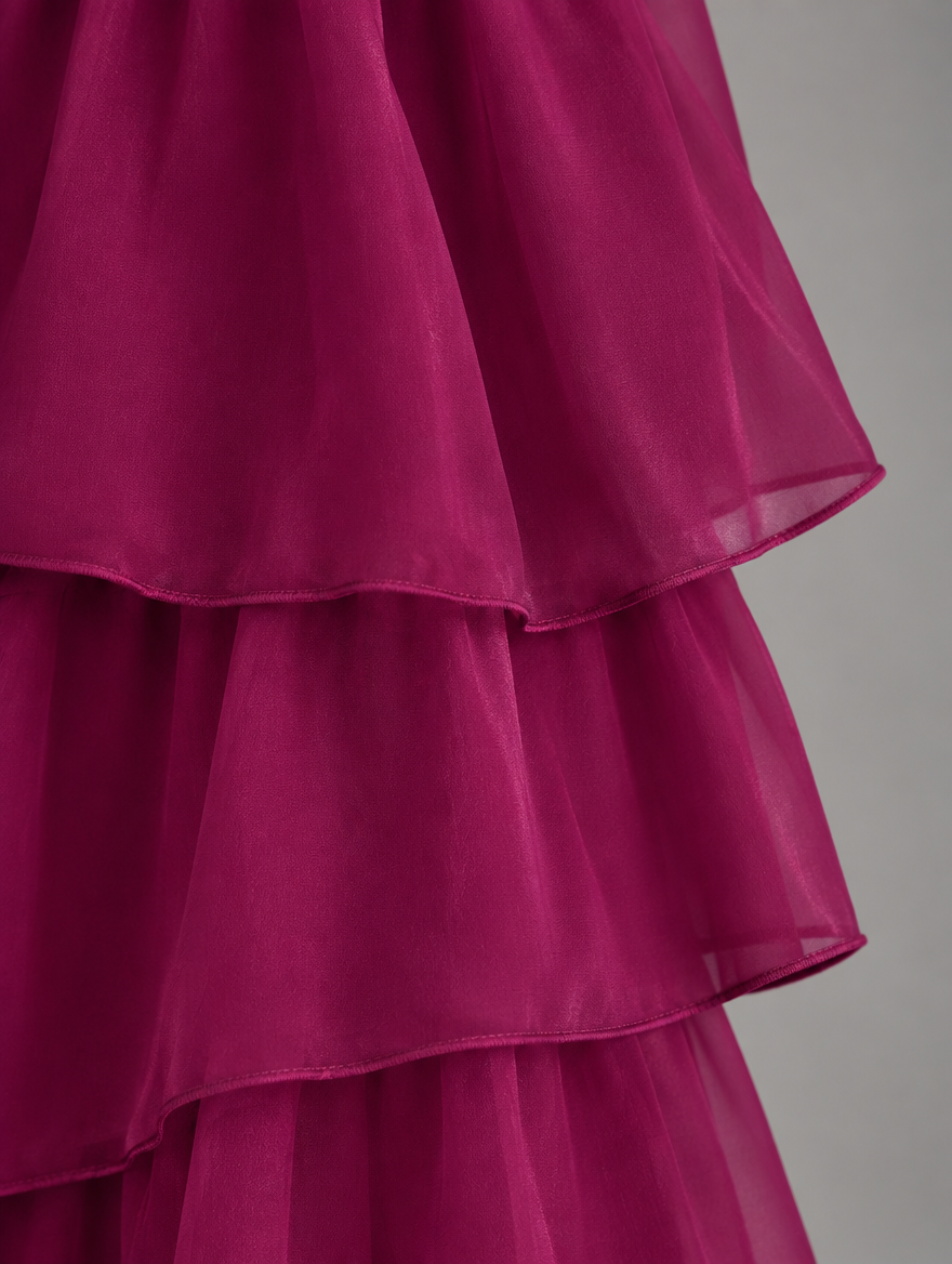 Lara Elegant Flowing Maxi Dress in Purple, chiffon fabric detail
