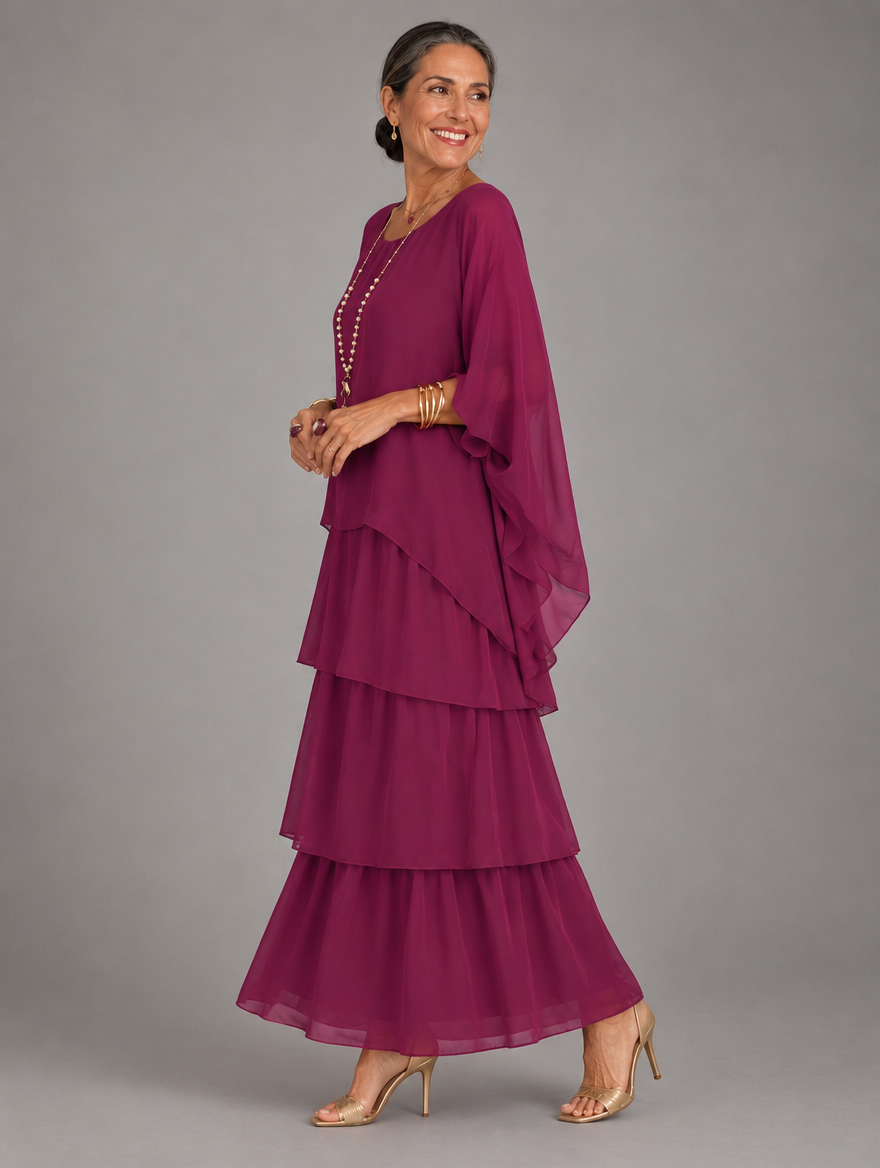 Lara Elegant Flowing Maxi Dress in Purple, side view