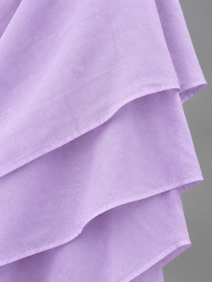 Liora Flowing Grace Maxi Dress in Purple, linen fabric detail