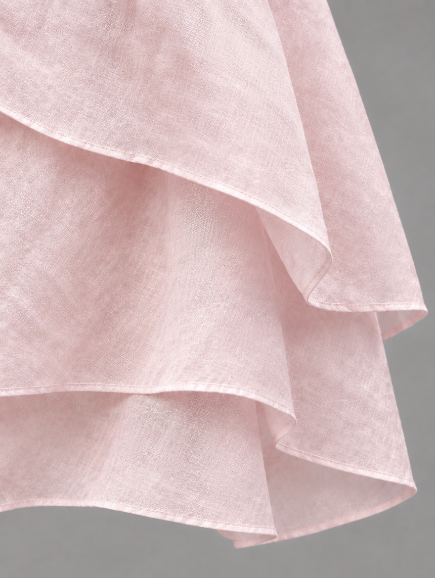 Liora Flowing Grace Maxi Dress in Pink, linen fabric detail