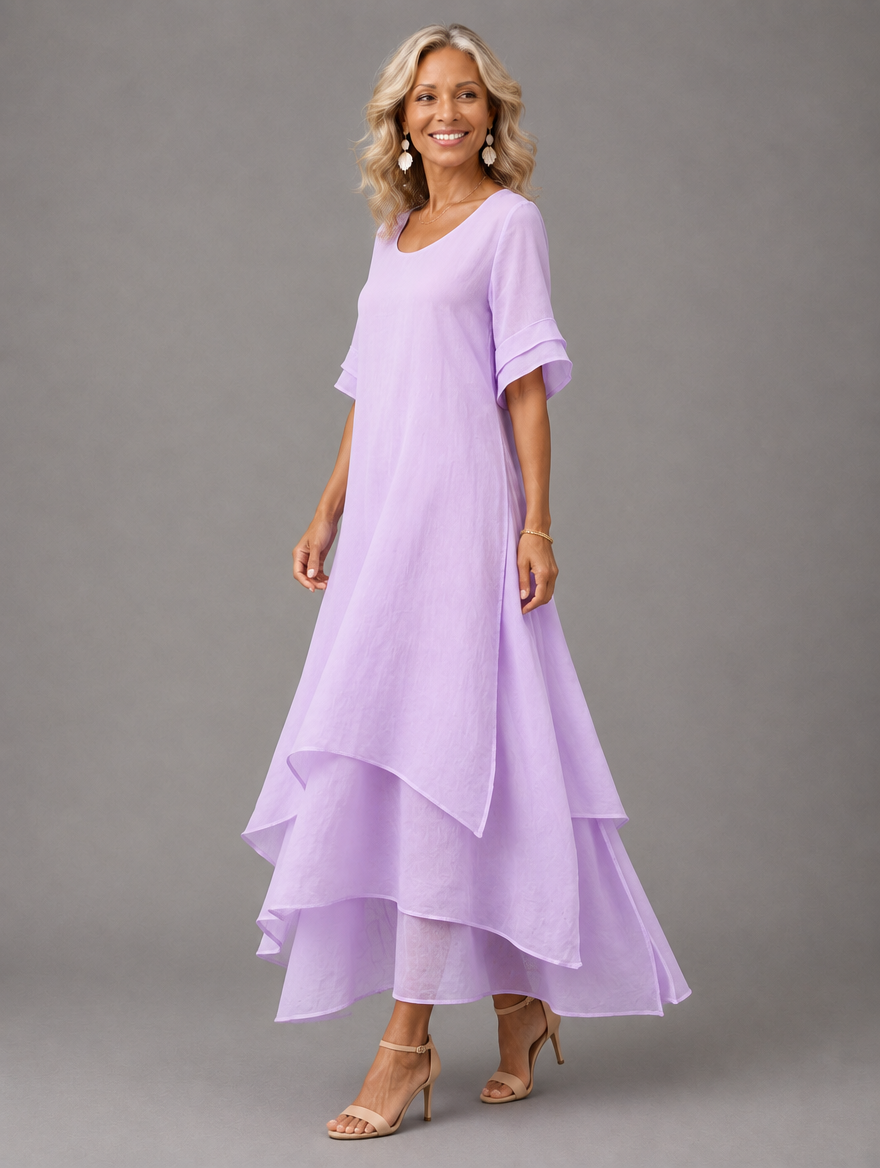 Liora Flowing Grace Maxi Dress in Purple, side view