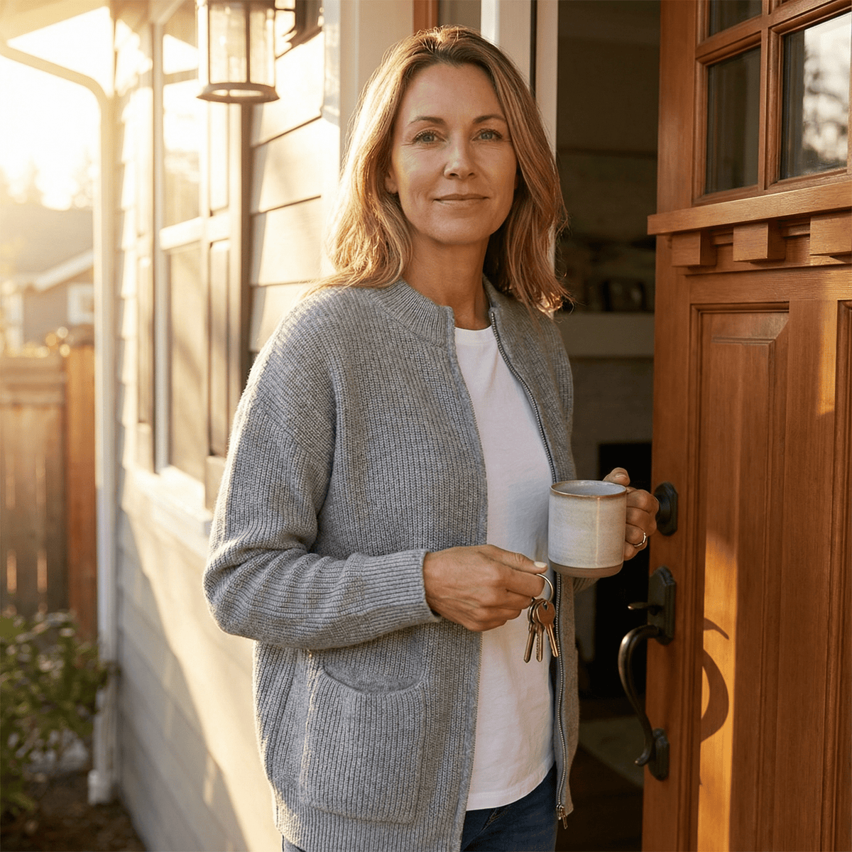 Covena – Soft Knit Zip Up Cardigan with Pockets