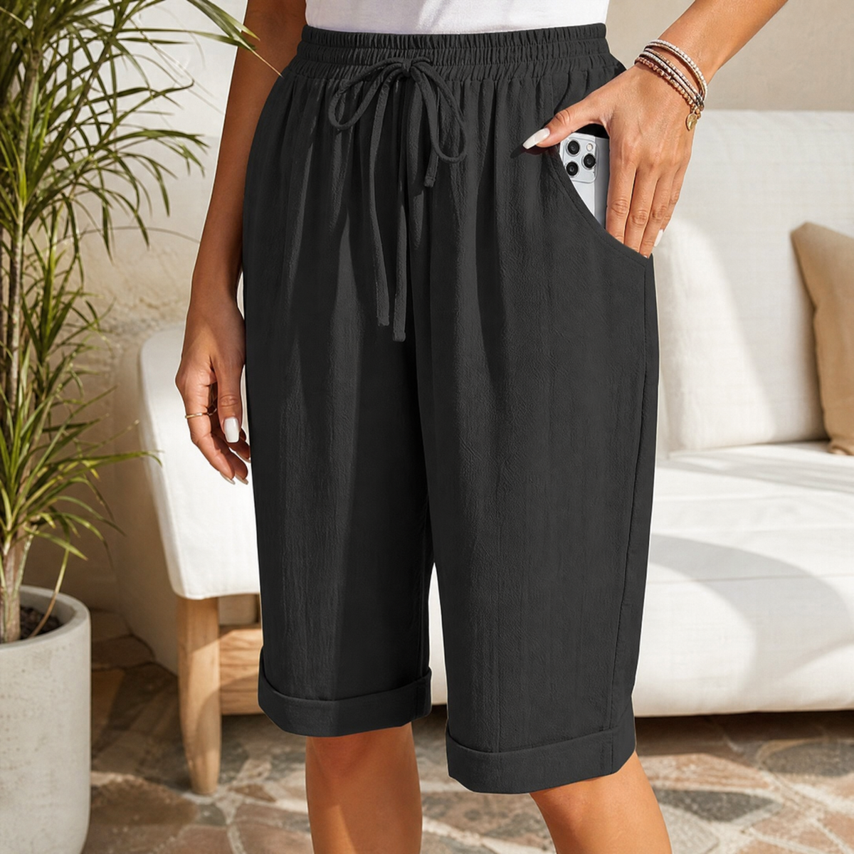 Brisella – Breathable Drawstring Capris