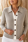 Wearbella – Striped Open-Front Knit Cardigan
