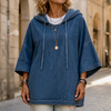 Wearlow – Oversized Washed Denim Look Hooded Poncho