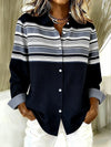 Evancline™ | Casual Horizontal Stripe Button Blouse